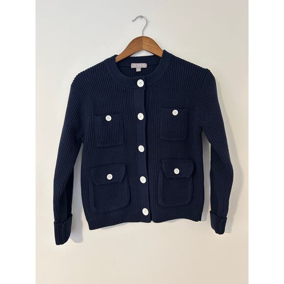 J. Crew Sweaters - NWOT J. Crew Four Pocket Cardigan Thick Knit Navy Blue Cotton Blend XS Classic
